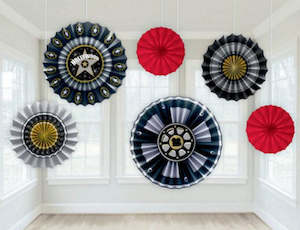 Hollywood Paper Fan Decorations 6pcs