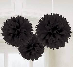 Hollywood Party Theme: Black Fluffy Decorations pk3