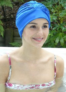 Fashy swimming cap - ruched turban - royal blue