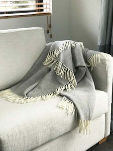 Palliser Ridge lambswool blanket - plain herringbone - Charcoal