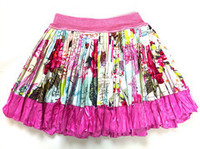 Clothing: Bella Rose Print Cotton Skirt w/ Hot Pink Satin Trim : Sample Size age | KAF KIDS