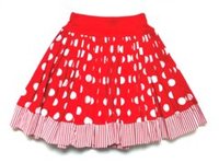 Clothing: Red & White Spot Print Cotton Skirt w/ Stripe Trim : Sample Size age 2 | KAF KIDS