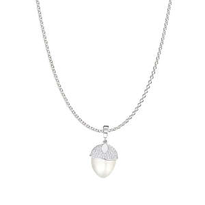 Mini Pearl Acorn Necklace - Silver