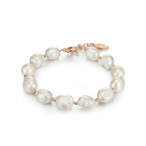 Jewellery: Kagi 14k Rose Baroque Pearl Bracelet Adjustable