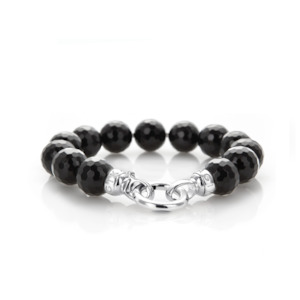 Jet Black Agate Bracelet - Medium