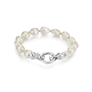 Kagi Silver Baroque Pearl Bracelet - Small