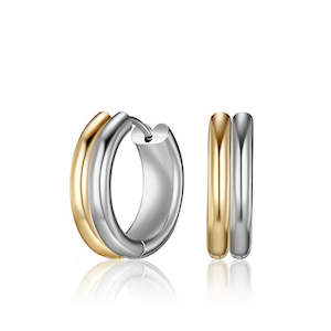 Jewellery: Gold Two-Tone Double Huggies