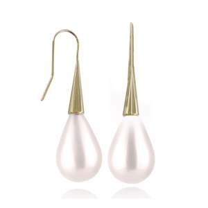 Gold Cream Droplet Earrings