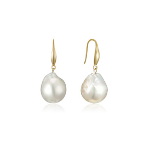 LAST 1! Gold Baroque Pearl Earrings