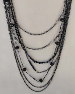 SAMPLE Jet Crystal Garbo Necklace 60cm