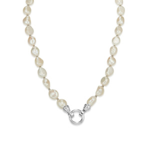 Silver Baroque Pearl Necklace 49cm