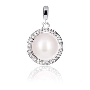 Silver Pearl Orbit Pendant Small