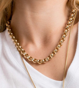 14k Gold Steel Me Necklace 49cm