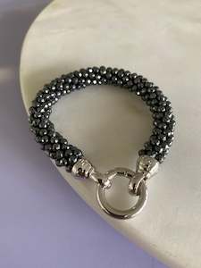 Hematite Weave Crystal Bracelet Small