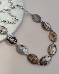 SAMPLE Silver Bush Jasper Necklace 80cm