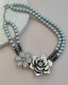 Jewellery: SAMPLE Rose Silver Pearl Necklace 49cm