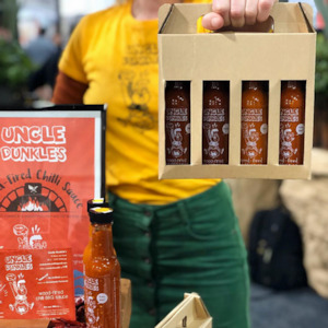 Specialised food: Uncle Dunkle's Famous Collection of four Hot chilli sauces