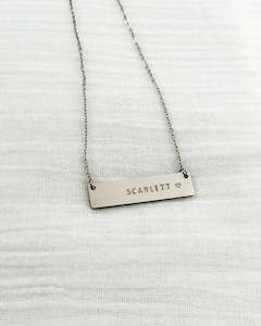 Custom Bar Pendant Necklace (Tiny Font)