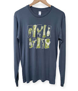 Screen Printed Apparel: Mid Century Kiwiana  Long Sleeve Mens T-Shirt