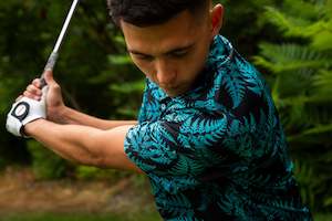 Mens Teal Silver Fern Golf Polo