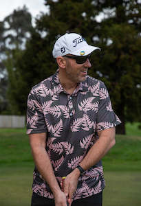 Short Sleeve Shirts: Silver Fern Pink  Mens Golf Polo