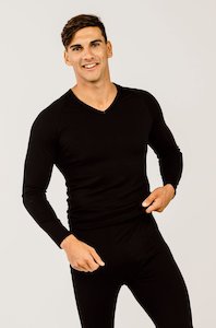 Men's Long Sleeved V Neck Merino Thermal