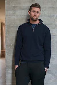 Mens Knitwear: Merinosilk Classic Zip Neck Sweater