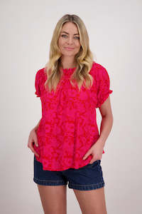 Polly Top (Pink/Red Floral)