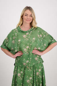 Clothing: Pace Top (Green Floral)