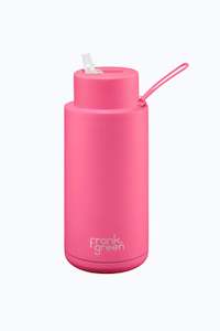 Ceramic reusable bottle - 34oz (Neon Pink)