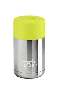 Ceramic reusable cup with chrome button 10oz / 295ml (Chrome Silver / Neon Yellow)