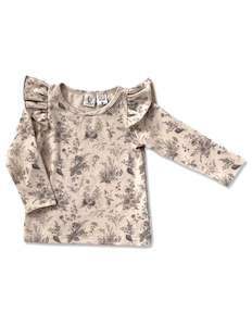 Lilly Organic Cotton Top - Vintage Floral Beige