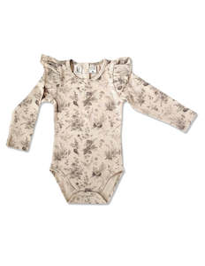 Clothing: Lilly Organic Cotton Bodysuit - Vintage Floral Beige