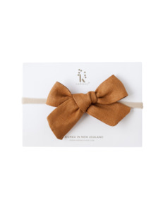 Skylah Pinwheel Linen Bow - Nutmeg