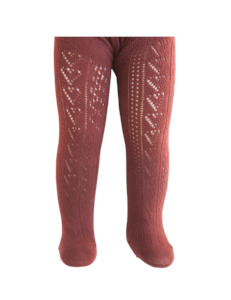 Clothing: Sweet Love Heart Mesh Cotton Tights - Vintage Red