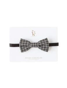 Clothing: Boys Bow Tie - Forest Grey Check