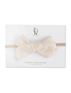 Skylah Pinwheel Linen Bow - Cookie Dough