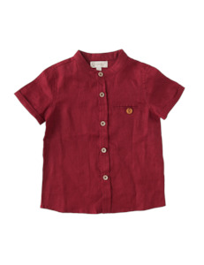 Ethan Boys Linen Shirt - Crimson