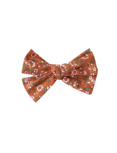 Poppy Cotton Bow Headband - Burnt Orange Floral