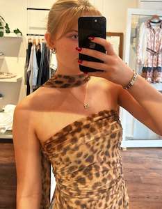 Vale Leopard Boob Tube with Neck Tie