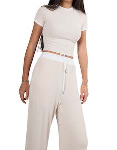 Womenswear: Lumas Elastic Waist Stretch Pants in Beige