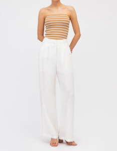 Seattle Tailored Wide Leg Linen Pants in White