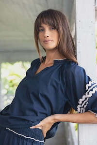 Humidity Ziggy Blouse Navy