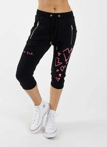 Federation Cut Trackies With Love Black/Pink