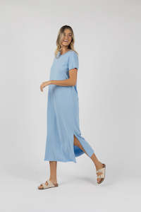 Humidity Basic Tee Dress Blue