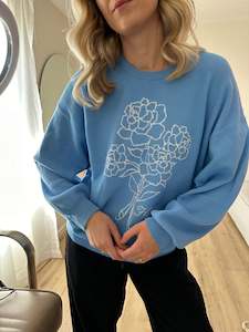 Huffer Girlfriend Intarsia Knit Cornflower