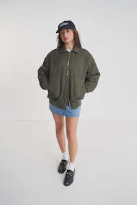 Huffer Quilted Longline Bomber Jacket Cypress