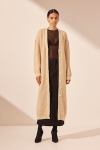 Olivia Long Cardigan – Oat/ Ivory