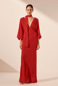 Clothing: Amina Plunge Balloon Sleeve Maxi Dress – Chilli