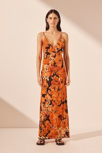 Clothing: Santos Silk Cross Strap Maxi Dress